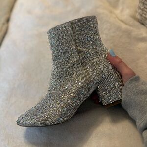 Sparkling Silver Ankle Boots